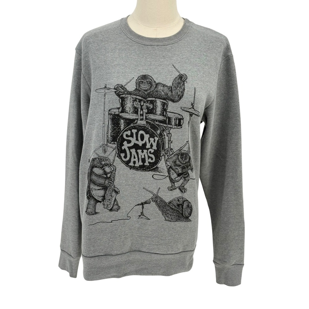 Next Level Apparel Sweatshirt Gray Slow Jams Animal Band Graphic Small